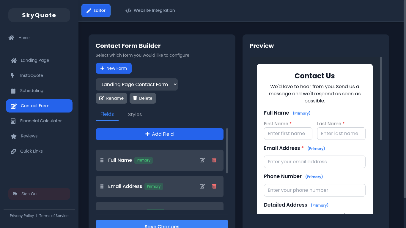 Contact Form Builder