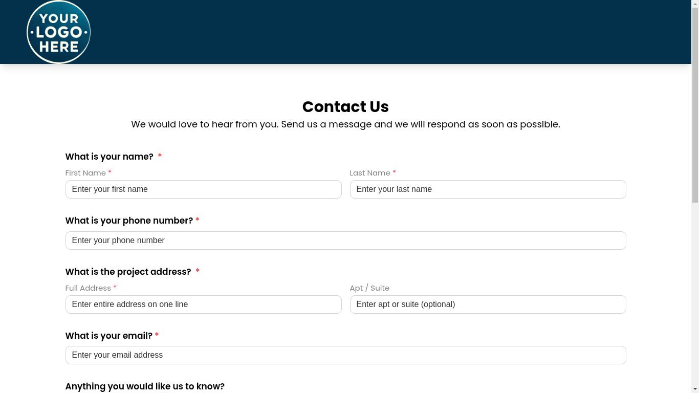 Quick Link Contact Form